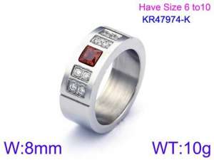 Stainless Steel Stone&Crystal Ring - KR47974-K