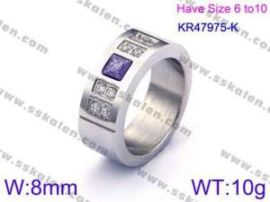 Stainless Steel Stone&Crystal Ring - KR47975-K