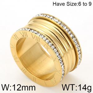 Stainless Steel Stone&Crystal Ring - KR48026-K