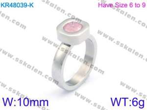 Stainless Steel Stone&Crystal Ring - KR48039-K