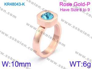 Stainless Steel Stone&Crystal Ring - KR48043-K