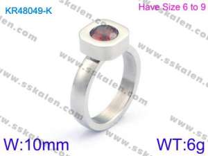 Stainless Steel Stone&Crystal Ring - KR48049-K