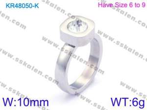 Stainless Steel Stone&Crystal Ring - KR48050-K