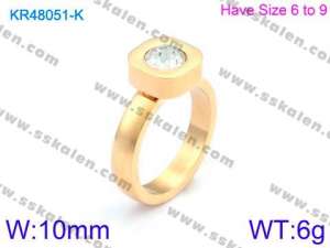 Stainless Steel Stone&Crystal Ring - KR48051-K