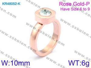 Stainless Steel Stone&Crystal Ring - KR48052-K