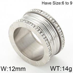 Stainless Steel Stone&Crystal Ring - KR48323-K