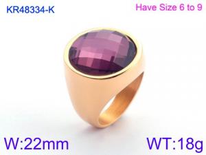 Stainless Steel Stone&Crystal Ring - KR48334-K