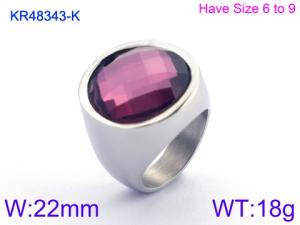 Stainless Steel Stone&Crystal Ring - KR48343-K