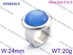 Stainless Steel Stone&Crystal Ring - KR48345-K