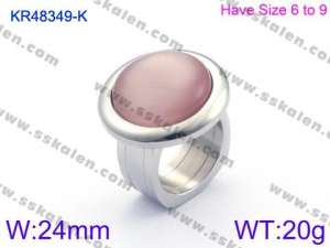 Stainless Steel Stone&Crystal Ring - KR48349-K