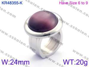 Stainless Steel Stone&Crystal Ring - KR48355-K