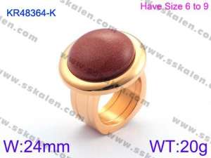 Stainless Steel Stone&Crystal Ring - KR48364-K