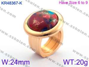 Stainless Steel Stone&Crystal Ring - KR48367-K