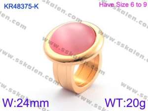 Stainless Steel Stone&Crystal Ring - KR48375-K