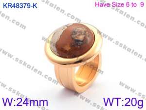 Stainless Steel Stone&Crystal Ring - KR48379-K