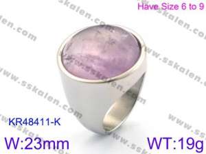 Stainless Steel Stone&Crystal Ring - KR48411-K