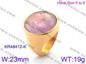 Stainless Steel Stone&Crystal Ring - KR48412-K