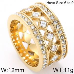 Stainless Steel Stone&Crystal Ring - KR48415-K