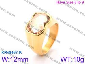 Stainless Steel Stone&Crystal Ring - KR48467-K