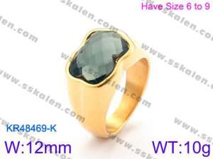 Stainless Steel Stone&Crystal Ring - KR48469-K