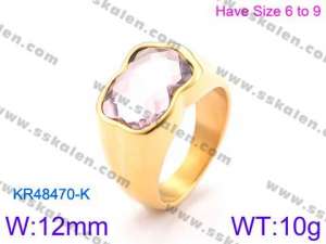 Stainless Steel Stone&Crystal Ring - KR48470-K