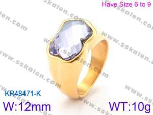 Stainless Steel Stone&Crystal Ring - KR48471-K