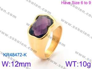 Stainless Steel Stone&Crystal Ring - KR48472-K