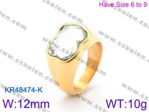 Stainless Steel Stone&Crystal Ring - KR48474-K