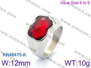 Stainless Steel Stone&Crystal Ring - KR48475-K