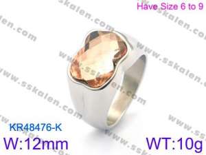 Stainless Steel Stone&Crystal Ring - KR48476-K