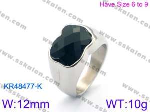 Stainless Steel Stone&Crystal Ring - KR48477-K