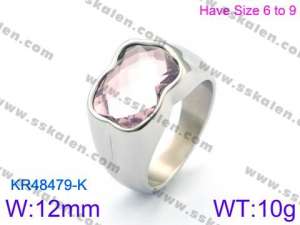 Stainless Steel Stone&Crystal Ring - KR48479-K