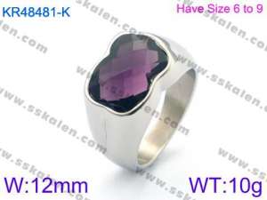 Stainless Steel Stone&Crystal Ring - KR48481-K