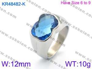 Stainless Steel Stone&Crystal Ring - KR48482-K