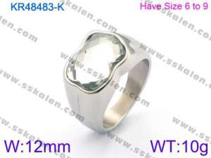 Stainless Steel Stone&Crystal Ring - KR48483-K