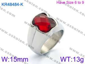 Stainless Steel Stone&Crystal Ring - KR48484-K