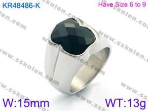 Stainless Steel Stone&Crystal Ring - KR48486-K