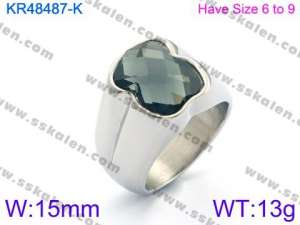 Stainless Steel Stone&Crystal Ring - KR48487-K