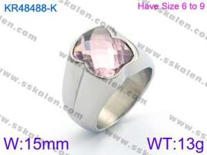 Stainless Steel Stone&Crystal Ring - KR48488-K