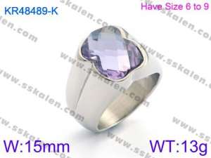 Stainless Steel Stone&Crystal Ring - KR48489-K