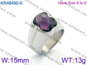 Stainless Steel Stone&Crystal Ring - KR48490-K