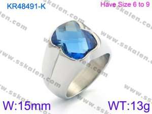 Stainless Steel Stone&Crystal Ring - KR48491-K