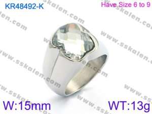 Stainless Steel Stone&Crystal Ring - KR48492-K