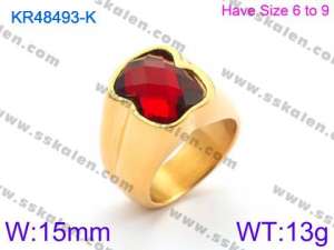 Stainless Steel Stone&Crystal Ring - KR48493-K