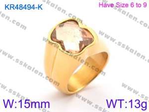 Stainless Steel Stone&Crystal Ring - KR48494-K