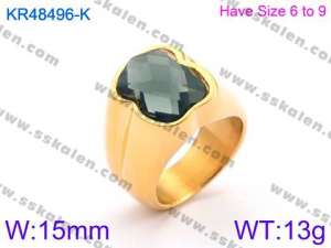 Stainless Steel Stone&Crystal Ring - KR48496-K