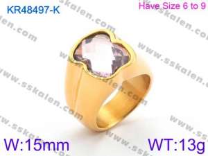 Stainless Steel Stone&Crystal Ring - KR48497-K