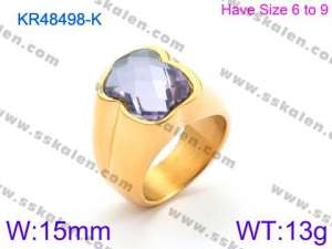 Stainless Steel Stone&Crystal Ring - KR48498-K