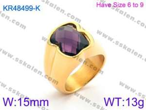 Stainless Steel Stone&Crystal Ring - KR48499-K