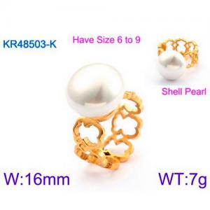 SS Shell Pearl Rings - KR48503-K